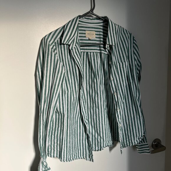Sezane green striped buttoned shirt - Picture 2 of 4